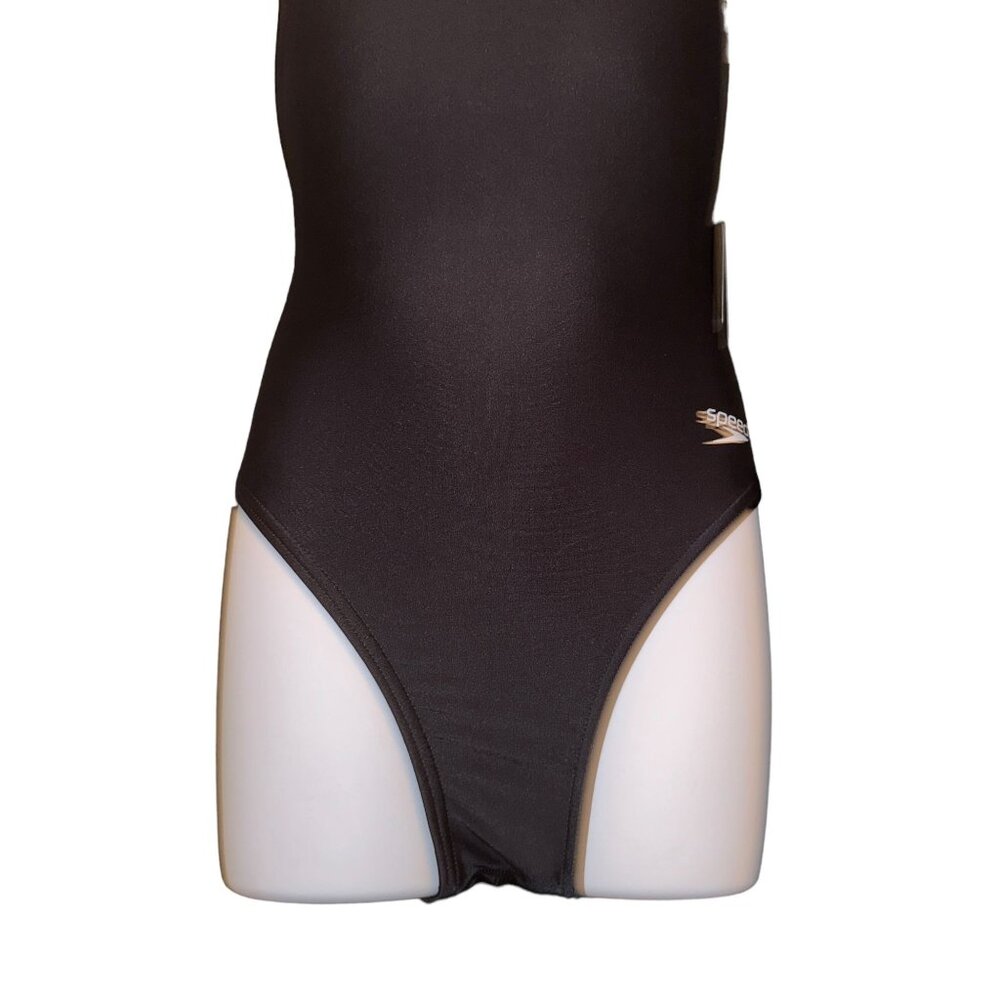 NWT Speedo Pro LT Super One Piece Swimsuit Womens 28 Solid Black Compression - Picture 3 of 9